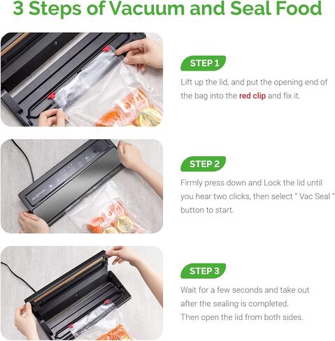 ماكينة غلق الهواء من جيريون باللون الأسود و20 كيسًا من أكياس تفريغ الهواء in Kuwait