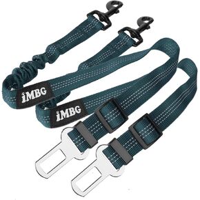 Dog Seat Belts for Car, Adjustable Nylon Restraint Car Seat Belt for Dog, Strong Dog Car Safety Harness with Elastic Bungee Buffer, 360 Degree Swivel Attach Won't Twist