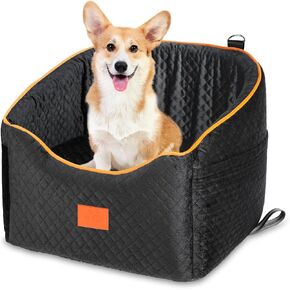 Dog Car Seat for Small Medium Dogs, Memory Foam Booster Dog Seat for Dogs up to 35 lbs, Elevated Pet Car Seat, Travel Safety Car Seat with Washable Removable Cover, Storage Pockets (Black) in Saudi Arabia