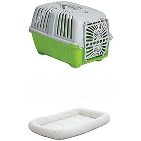 Bundle of Midwest Spree Travel Pet Carrier and Pet Carrier Bed | Hard-Sided Pet Kennel Ideal for Toy Dog Breeds, Small Cats & Small Animals | Dog Carrier Measures 19.1L x 12.5 W x 13H - Inches in Saudi Arabia