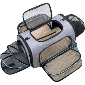 Siivton 4 Way Expandable Pet Carrier, Airline Approved Collapsible Cat Soft-Sided Carriers W/Removable Fleece Pad for Cats, Puppy, Small Dogs (18"x 11"x 11") in Saudi Arabia