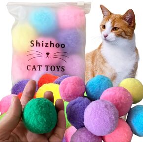 Premium Soft Pom Pom Balls for Kittens - Lightweight, Interactive, Assorted Colors - Plush Toy for Kitten Training and Play - Pet Products for Cats (1.2 Inches 30 Balls) in Saudi Arabia