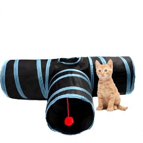 Cat Tunnel, Collapsible Tube with 1 Play Ball Toys, 3 Ways Tunnels for Indoor Cats, Puppy, Kitty, Kitten, Rabbit (White and Gray)
