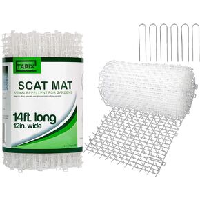 Tapix Cat Scat Mat Clear (8 ft.) with 6 Staples, Anti-cat Network with Spikes Digging Stopper - Cat Deterrent Mat for Indoor and Outdoor in Saudi Arabia