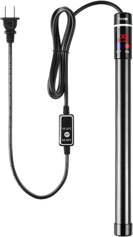 MQ Titanium Alloy 500W Aquarium Heater for Salt and Fresh Water, Digital LED Display Submersible Heater with External Thermostat Controller, for Fish Tank 70-80 Gallon in Kuwait