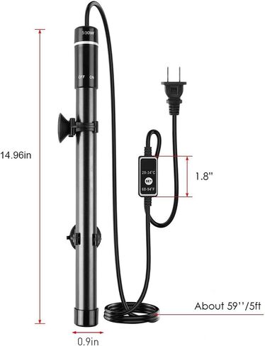 MQ Titanium Alloy 500W Aquarium Heater for Salt and Fresh Water, Digital LED Display Submersible Heater with External Thermostat Controller, for Fish Tank 70-80 Gallon in Kuwait