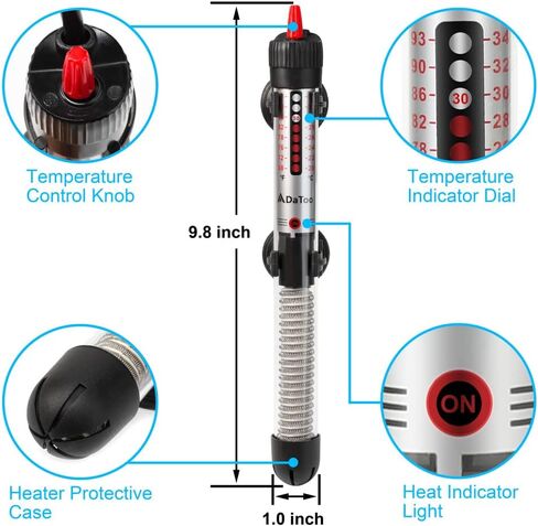 DaToo 50 Watt Aquarium Heater غاطس قابل للتعديل درجة الحرارة سخان خزان الأسماك 50W in Kuwait