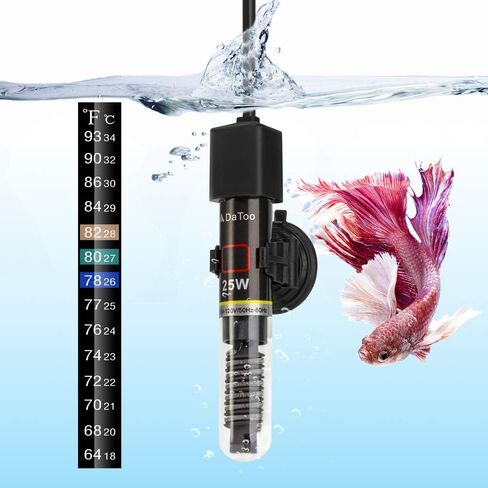 DaToo Mini Aquarium Heater 25W سخان حوض أسماك صغير 25 وات مع ملصق مجاني لميزان الحرارة in Saudi Arabia