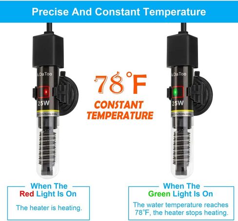 DaToo Mini Aquarium Heater 25W سخان حوض أسماك صغير 25 وات مع ملصق مجاني لميزان الحرارة in Saudi Arabia