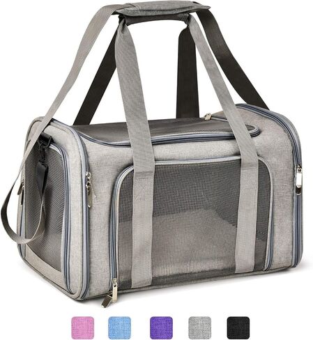 Henkelion Cat Carriers Dog Carrier Pet Carrier For Small / Medium Cats Dogs Puppies (Up To 15lbs), TSA Airline Approved Small Dog Carrier Soft Sided, Collapsible Waterproof Travel Puppy Carrier - Grey in Kuwait