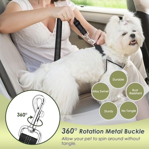 SlowTon Dog Seat Belt Harness for Car, Dog Car Harness Adjustable Mesh Breathable & Dog Seatbelt Safety Tether with Elastic Bungee for Small Medium Large Pets(Black, Double Clip, XXXS) in Kuwait