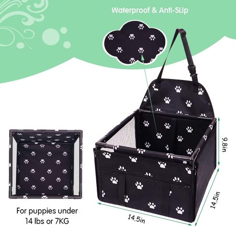 SWIHELP Dog Car Seat Puppy Portable Pet Booster Car Seat with Clip-On Safety Leash and PVC Support Pipe, Anti-Collapse,Perfect for Small Pets in Saudi Arabia