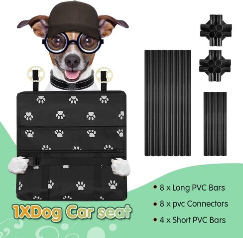 SWIHELP Dog Car Seat Puppy Portable Pet Booster Car Seat with Clip-On Safety Leash and PVC Support Pipe, Anti-Collapse,Perfect for Small Pets in Saudi Arabia