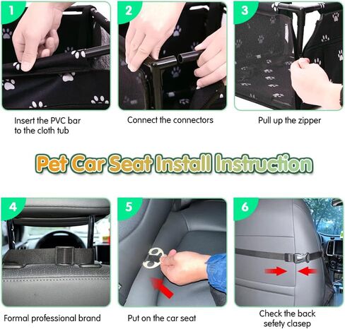 SWIHELP Dog Car Seat Puppy Portable Pet Booster Car Seat with Clip-On Safety Leash and PVC Support Pipe, Anti-Collapse,Perfect for Small Pets in Saudi Arabia