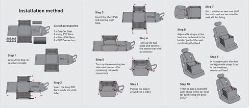 SWIHELP Dog Car Seat Puppy Portable Pet Booster Car Seat with Clip-On Safety Leash and PVC Support Pipe, Anti-Collapse,Perfect for Small Pets in Saudi Arabia