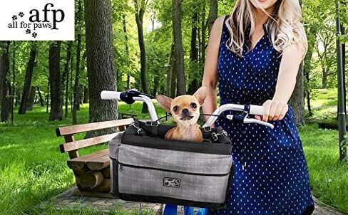 ALL FOR PAWS pet basket for bicycle dog basket for bike Delux 2 in 1 Dog Bike Basket Bicycle Basket Carrier Bag with Reflective Stripe for Small Dogs,Cats,Rabbit, upto 10Lbs in Saudi Arabia