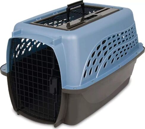 Petmate Two Door Plastic Pet Kennel for Small Dogs and Cats, 24in, Blue in Saudi Arabia