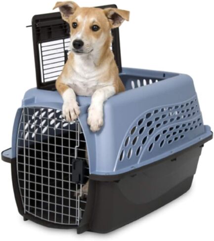Petmate Two Door Plastic Pet Kennel for Small Dogs and Cats, 24in, Blue in Saudi Arabia