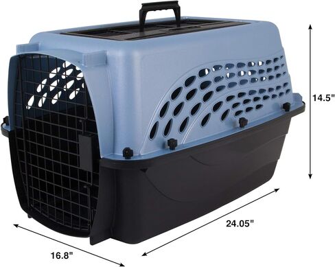 Petmate Two Door Plastic Pet Kennel for Small Dogs and Cats, 24in, Blue in Saudi Arabia