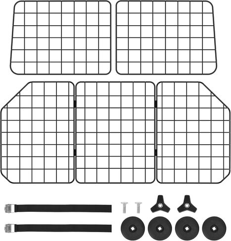 حواجز سيارات الكلاب من Sunexinlo لسيارات الدفع الرباعي، حواجز مقسمة كبيرة للحيوانات الأليفة قابلة للتعديل، شبكة سلكية ثقيلة، فاصل مركبات مناسب عالميًا لسيارات الدفع الرباعي/الشاحنات/الشاحنات in Kuwait