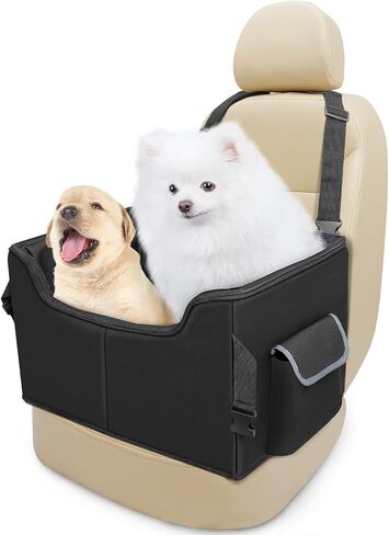 INFANZIA Dog Car Booster Seat, Elevated Pet Car Seats for Medium or 2 Small Dogs with Storage Pockets, Washable Lookout Puppy Travel Car Seat with Safety Leash for Front Back Seats in Saudi Arabia