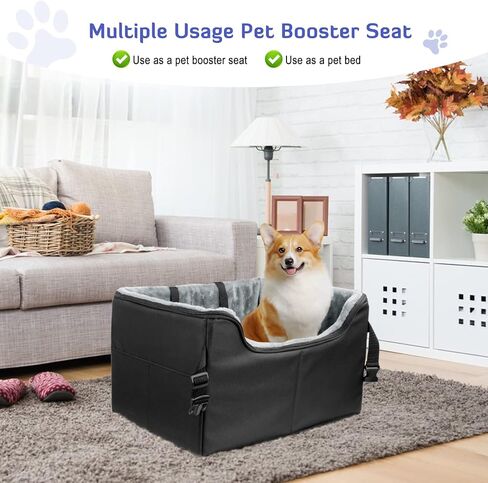 INFANZIA Dog Car Booster Seat, Elevated Pet Car Seats for Medium or 2 Small Dogs with Storage Pockets, Washable Lookout Puppy Travel Car Seat with Safety Leash for Front Back Seats in Saudi Arabia