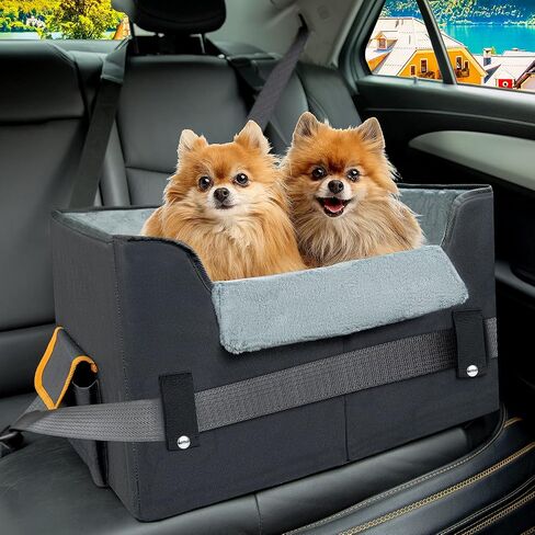 Dog Car Seat for Small Dogs, Elevated Dog Booster Seat Pet Travel Carrier Bed for Car with Adjustable Straps Pet Car Booster Seat for Small Dogs Cats in Kuwait