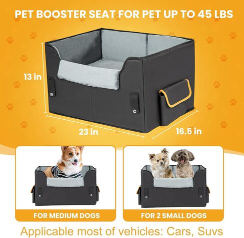 Dog Car Seat for Small Dogs, Elevated Dog Booster Seat Pet Travel Carrier Bed for Car with Adjustable Straps Pet Car Booster Seat for Small Dogs Cats in Kuwait