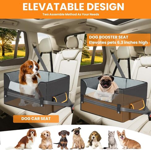Dog Car Seat for Small Dogs, Elevated Dog Booster Seat Pet Travel Carrier Bed for Car with Adjustable Straps Pet Car Booster Seat for Small Dogs Cats in Kuwait