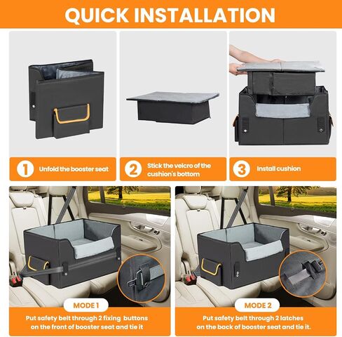 Dog Car Seat for Small Dogs, Elevated Dog Booster Seat Pet Travel Carrier Bed for Car with Adjustable Straps Pet Car Booster Seat for Small Dogs Cats in Kuwait
