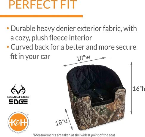 K&H Pet Products مقعد سيارة معزز للكلاب مع حزام مقعد للكلاب، مقعد سيارة للكلاب الصغيرة قابل للغسل، مقاعد معززة قوية للكلاب الصغيرة، الكلاب المتوسطة، مقاود أمان، كبير تان/تان in Kuwait
