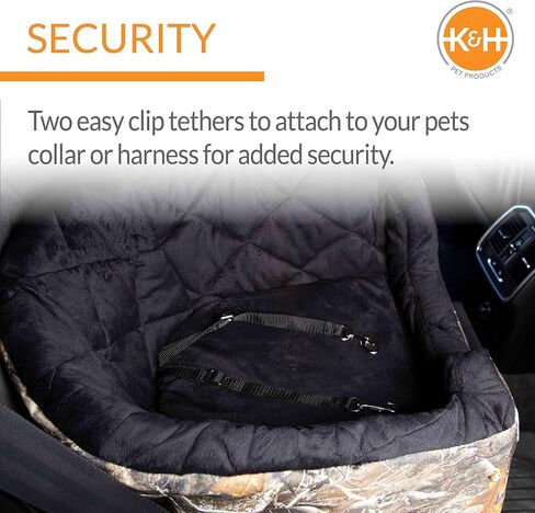 K&H Pet Products مقعد سيارة معزز للكلاب مع حزام مقعد للكلاب، مقعد سيارة للكلاب الصغيرة قابل للغسل، مقاعد معززة قوية للكلاب الصغيرة، الكلاب المتوسطة، مقاود أمان، كبير تان/تان in Kuwait