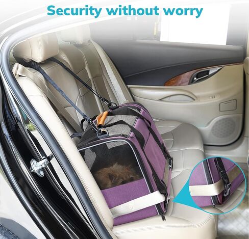 حامل الكلاب Morpilot Cat Carrier حقيبة سفر للحيوانات الأليفة معتمدة من شركة الطيران، حامل حيوانات أليفة من القماش قابل للطي للكلاب الصغيرة والجراء والقطط المتوسطة، مع سحابات أمان للقفل، وعاء قابل للطي (أرجواني) in Kuwait