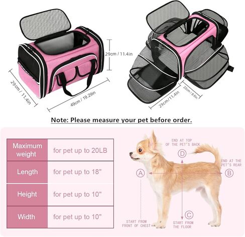 Estarer Soft Sided Pet Carrier Airline Approved, 4 Sides Expandable Collapsible Cat Carrier with Pockets & Removable Fleece Pad, Travel Carrier Bag for Cat Dog & Small Animals (Black) in Kuwait