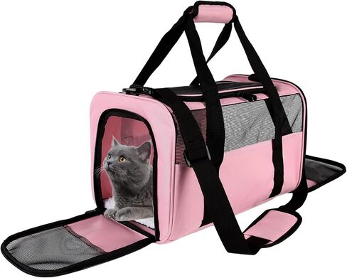 Cat Carriers Soft-Sided,Pet Carrier for Small Cats Dogs Puppies up to 1-15 LBS,TSA Airline Approved, (Medium,Pink) in Kuwait
