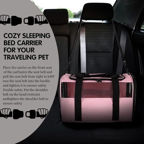 Cat Carriers Soft-Sided,Pet Carrier for Small Cats Dogs Puppies up to 1-15 LBS,TSA Airline Approved, (Medium,Pink) in Kuwait