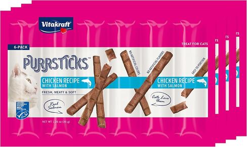 Vitakraft PurrSticks Meaty Cat Sticks - Chicken with Salmon - Segmented and Breakable Meatstick - Deliciously Tender in Saudi Arabia