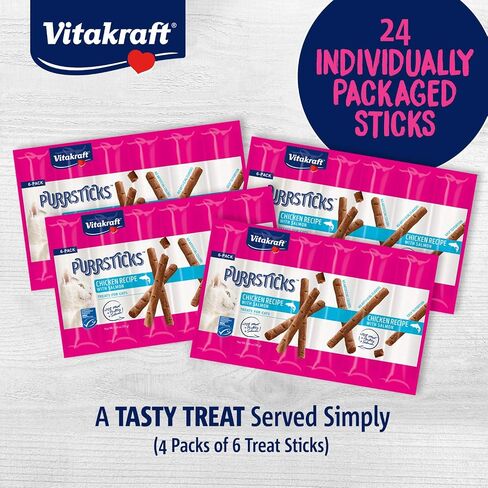 Vitakraft PurrSticks Meaty Cat Sticks - Chicken with Salmon - Segmented and Breakable Meatstick - Deliciously Tender in Saudi Arabia