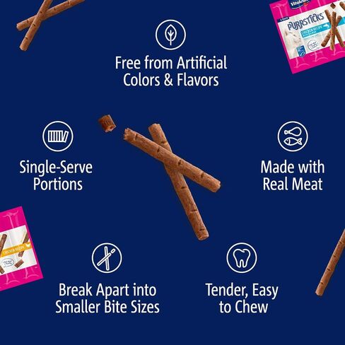 Vitakraft PurrSticks Meaty Cat Sticks - Chicken with Salmon - Segmented and Breakable Meatstick - Deliciously Tender in Saudi Arabia