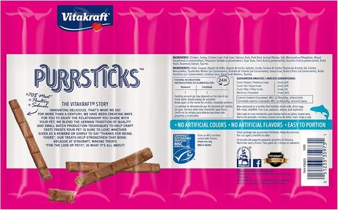 Vitakraft PurrSticks Meaty Cat Sticks - Chicken with Salmon - Segmented and Breakable Meatstick - Deliciously Tender in Saudi Arabia