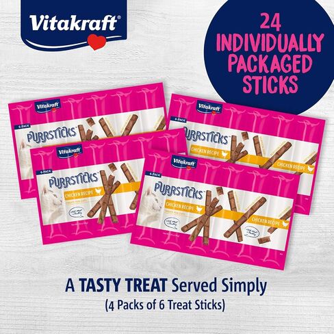 Vitakraft PurrSticks Meaty Cat Sticks - Chicken with Salmon - Segmented and Breakable Meatstick - Deliciously Tender in Saudi Arabia