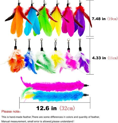 Cat Feather Toys Refills, 10 Pieces Worms Feathers Refills, Cat Wand Replacement Feathers Toy for Indoor Cats in Kuwait