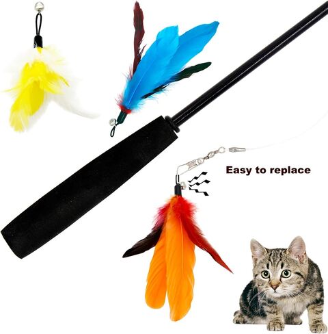Cat Feather Toys Refills, 10 Pieces Worms Feathers Refills, Cat Wand Replacement Feathers Toy for Indoor Cats in Kuwait
