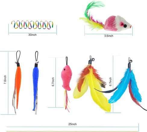 ZPH Cat Toys Interactive for Indoor Cats,2PCS Retractable Cat Wand,9PCS Teaser Toys&1PCS Hanging Door Lure Kitten Toy,Interactive Feather Toy for Teaser Play and Chase Exercise with Kitten in Kuwait