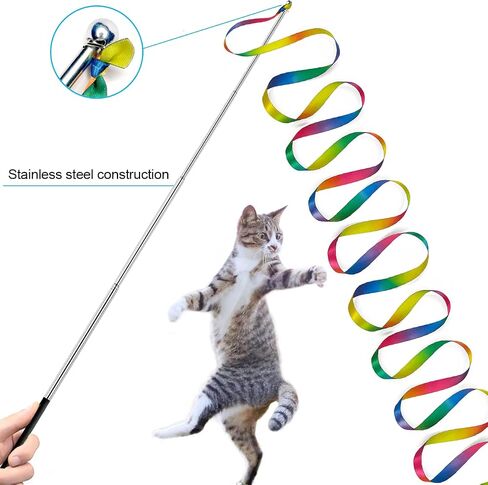 ZPH Cat Toys Interactive for Indoor Cats,2PCS Retractable Cat Wand,9PCS Teaser Toys&1PCS Hanging Door Lure Kitten Toy,Interactive Feather Toy for Teaser Play and Chase Exercise with Kitten in Kuwait