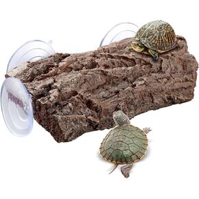 Turtle Basking Platform, Turtle Dock Basking Area with Strong Suction Cups, Resin Step Ledge Turtle Tank for Amphibians Frogs Newts Lizard-Grey