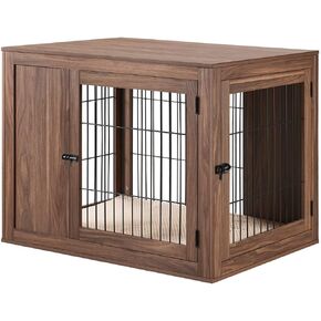 unipaws Furniture Style Dog Crate for Small Dogs, Cats, Min Pigs, Rabbit, Indoor Aesthetic Puppy Kennel, Modern Decorative Wood Wire Pet House Dog Cage, Pretty Cute End Side Table Nightstand, Grey in Saudi Arabia