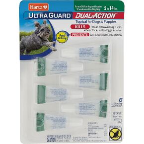 Hartz UltraGuard Dual Action Flea & Tick Topical Dog Treatment and Flea and Tick Prevention, 6 Months, 5-14 Pound Dogs 6-count(Pack of 1)