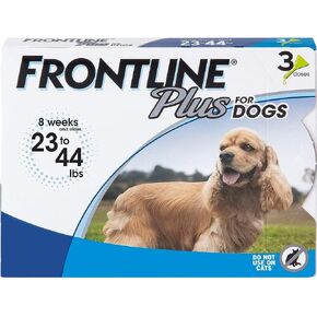 Frontline Plus Flea and Tick Treatment for Medium Dogs Up to 23 to 44 lbs. 3 Treatments