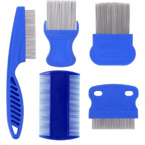 Molain Pet Combs Set, 4 Pieces Grooming Combs for Dogs Cats Rabbits - Hair Comb, Flea Comb, Lice Comb, Tear Stain Remover Comb - Stainless Steel, Durable, Multifunctional, for All Breeds & Hair Types